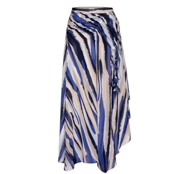 Misa Los Angeles Chiffon Layered Tassel Skirt In Cobalt$129 $390Size: M